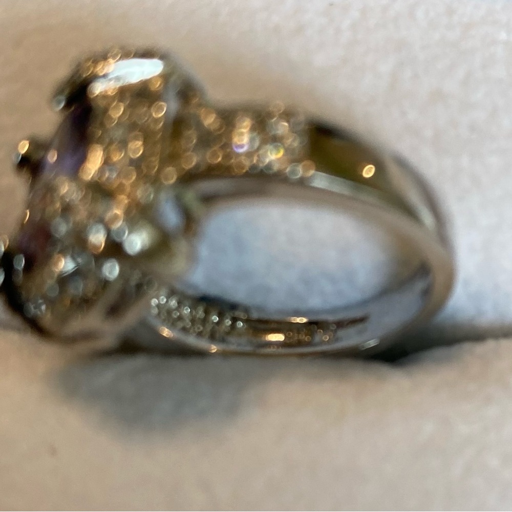 925 Amethyst Rhinestone Statement Ring - image 5